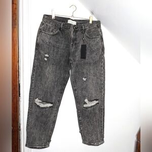 ONE TEASPOON Awesome Baggies Straight High Waist Denim Distressed Jeans Size 28